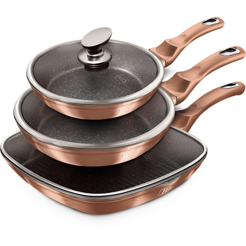  BH/6195, juego de 6 sartenes, oro rosa, juego de 6 sartenes, sartén, juego de sartenes, juego de sartenes con tapa, sartén, juego de sartenes, sartén para parrilla, utensilios de cocina, cocina, sartenes, juego de sartenes
