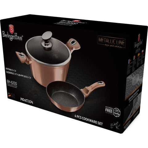  BH/6200, juego de utensilios de cocina de 4 piezas, oro rosa, juego de utensilios de cocina de 4 piezas, utensilios de cocina inteligentes, juego de utensilios de cocina, ollas y sartenes, juego de ollas y sartenes, juego, cocina, utensilios de cocina, ollas y cazuelas