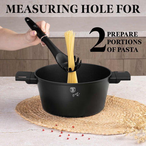 Product image of Spaghetti spoon. Part of the Black Rose Collection . Features: • Material: nylon • Color: black- rose gold REGISTERED DESIGN BY BERLINGER HAUS!. (Studio view). Official Berlinger Haus product, boosted by Promintra sl.