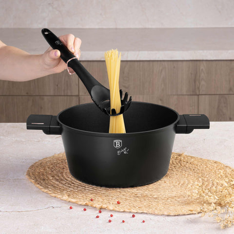 Product image of Spaghetti spoon. Part of the Black Rose Collection . Features: • Material: nylon • Color: black- rose gold REGISTERED DESIGN BY BERLINGER HAUS!. (Studio view). Official Berlinger Haus product, boosted by Promintra sl.
