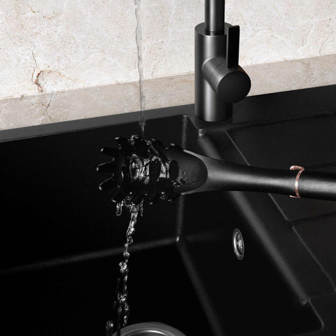 Product image of Spaghetti spoon. Part of the Black Rose Collection . Features: • Material: nylon • Color: black- rose gold REGISTERED DESIGN BY BERLINGER HAUS!. (Studio view). Official Berlinger Haus product, boosted by Promintra sl.