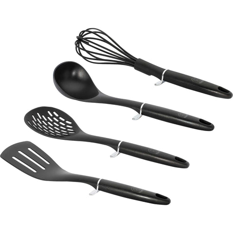 Juego de herramientas de cocina, herramientas de cocina, utensilios de cocina, utensilios de cocina, aparatos de cocina, espátula ranurada, batidor, espumadera, cucharón para sopa, juego de herramientas de cocina, negro/plata, GL-6217, BH/6217