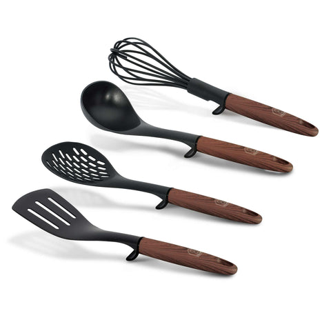 BH/6228,10, BH/6228, juego de herramientas de cocina de 4 piezas, palo de rosa, negro, juego de herramientas de cocina, juego de herramientas de cocina, herramientas de cocina, utensilios de cocina, utensilios de cocina, aparatos de cocina, espátula ranurada, batidor, espumadera, cucharón de sopa