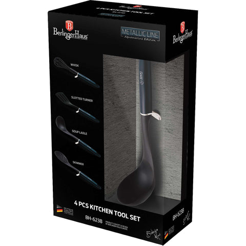  BH/6238, juego de herramientas de cocina de 4 piezas, aguamarina, azul, juego de herramientas de cocina con pata inteligente, juego de herramientas de cocina, herramientas de cocina, utensilios de cocina, utensilios de cocina, aparatos de cocina, volteador ranurado, batidor, espumadera, cucharón de sopa, juego de utensilios