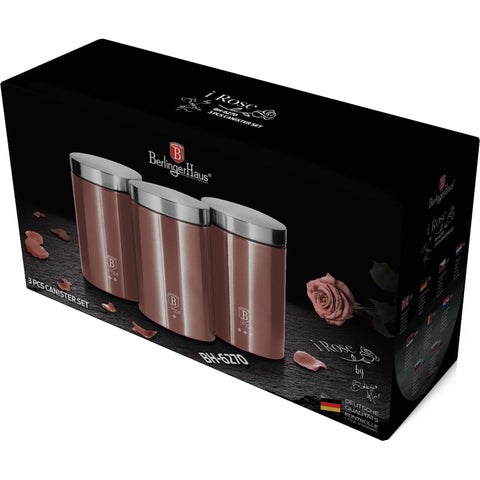  BH/6270, juego de 3 botes, rosa, juego de botes a., juego de botes, botes de cocina, contenedores de almacenamiento, almacenamiento de alimentos, bote