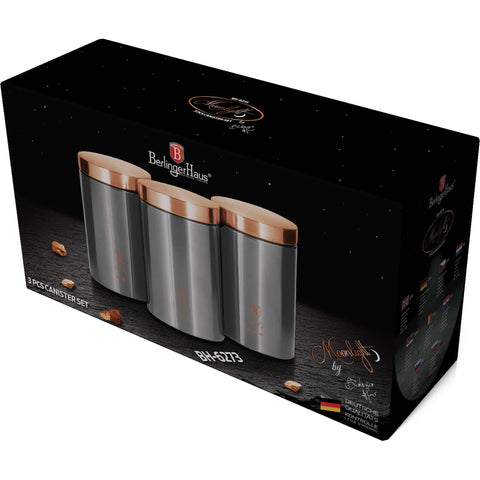  BH/6273, juego de 3 botes, gris, juego de botes a., juego de botes, botes de cocina, contenedores de almacenamiento, almacenamiento de alimentos, bote