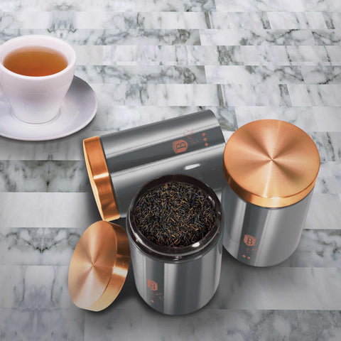  BH/6273, juego de 3 botes, gris, juego de botes a., juego de botes, botes de cocina, contenedores de almacenamiento, almacenamiento de alimentos, bote