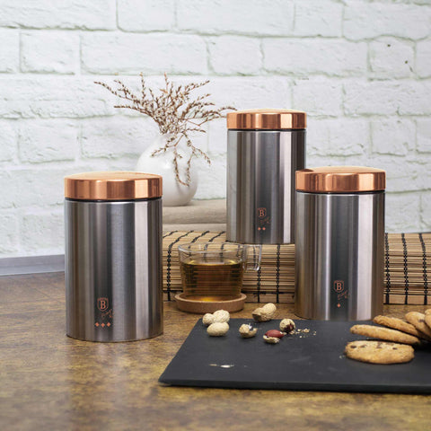  BH/6273, juego de 3 botes, gris, juego de botes a., juego de botes, botes de cocina, contenedores de almacenamiento, almacenamiento de alimentos, bote