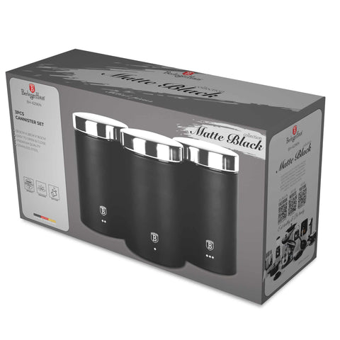 BH/6296N,BH/6296,Juego de 3 botes,Negro,Plateado,juego de botes a.,juego de botes,botes de cocina,contenedores de almacenamiento,Almacenamiento de alimentos,Bote