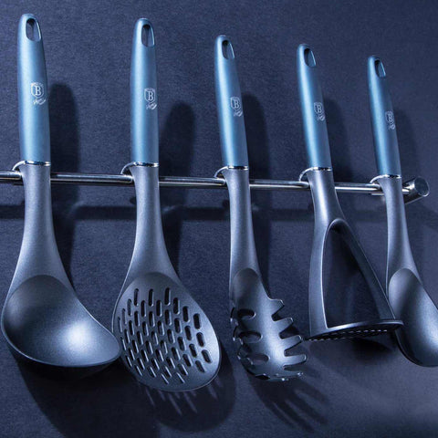 BH/6326, Juego de herramientas de cocina de 7 piezas con percha de acero inoxidable, Aguamarina, Azul, Juego de herramientas de cocina de 7 piezas con percha y pata inteligente, juego de herramientas de cocina, herramientas de cocina, utensilios de cocina, utensilios de cocina, aparatos de cocina, percha de acero inoxidable, Juego de utensilios