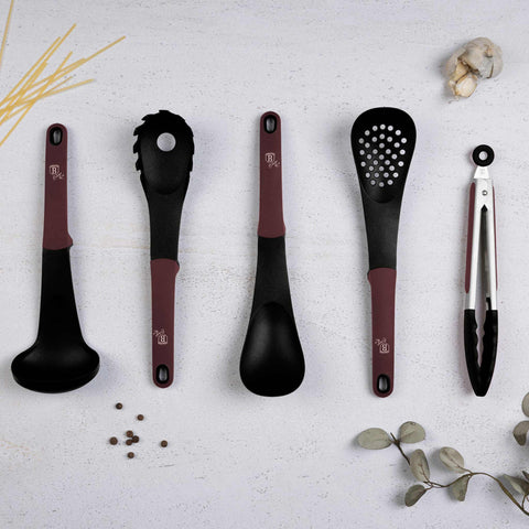  BH/6337,BH/6337N,Juego de utensilios de cocina de 5 piezas,Burdeos mate,Juego de utensilios de cocina de 5 piezas,Juego de herramientas de cocina,Herramientas de cocina,Utensilios de cocina,Utensilios de cocina,Aparatos de cocina,Cazo para sopa,Cuchara para cocinar,Espumadera,Cazo para espaguetis,Pinza para alimentos,Juego de utensilios