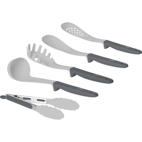 aparatos de cocina, Aspen Collection, BH/6340, cookwareset, cuchara de cocina, cucharón, cucharón para espaguetis, cucharón para sopa, ekitchen, espumadera, gris mate, herramientas de cocina, juego de herramientas de cocina, juego de utensilios de cocina de 5 piezas, kitchen tools, Kitchen Utensils, kitchenutensil, pinza para alimentos, Utensil Set, utensilios de cocina