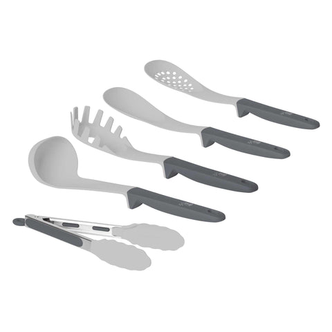  BH/6340, juego de herramientas de cocina de 5 piezas, gris mate, juego de herramientas de cocina de 5 piezas, juego de herramientas de cocina, herramientas de cocina, utensilios de cocina, utensilios de cocina, utensilios de cocina, utensilios de cocina, cucharón para sopa, cuchara de cocina, espumadera, cucharón para espaguetis, pinza para alimentos, juego de utensilios