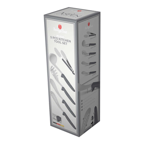  BH/6340, juego de herramientas de cocina de 5 piezas, gris mate, juego de herramientas de cocina de 5 piezas, juego de herramientas de cocina, herramientas de cocina, utensilios de cocina, utensilios de cocina, utensilios de cocina, utensilios de cocina, cucharón para sopa, cuchara de cocina, espumadera, cucharón para espaguetis, pinza para alimentos, juego de utensilios