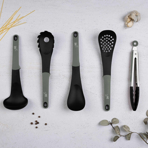  BH/6341,BH/6341N,Juego de utensilios de cocina de 5 piezas,Verde mate,Juego de utensilios de cocina de 5 piezas,Juego de herramientas de cocina,Utensilios de cocina,Utensilios de cocina,Aparatos de cocina,Cucharón para sopa,Cuchara para cocinar,Espumadera,Cucharón para espaguetis,Pinza para alimentos,Juego de utensilios