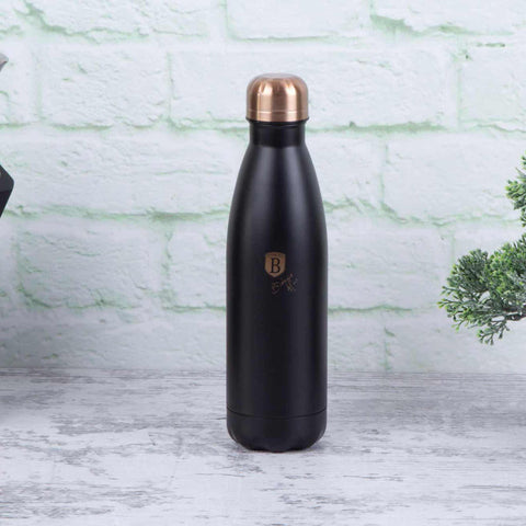  BH/6400A, termo de vacío de 0,5 l, color negro y oro rosa, termo de vacío, termo para alimentos