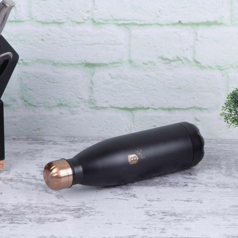  BH/6400A, termo de vacío de 0,5 l, color negro y oro rosa, termo de vacío, termo para alimentos