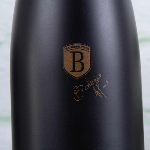  BH/6400A, termo de vacío de 0,5 l, color negro y oro rosa, termo de vacío, termo para alimentos