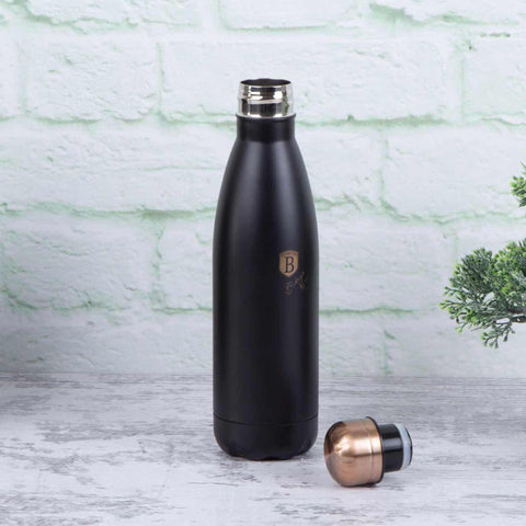  BH/6400A, termo de vacío de 0,5 l, color negro y oro rosa, termo de vacío, termo para alimentos