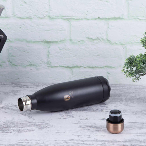  BH/6400A, termo de vacío de 0,5 l, color negro y oro rosa, termo de vacío, termo para alimentos