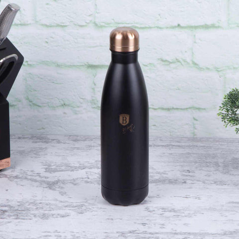  BH/6400A, termo de vacío de 0,5 l, color negro y oro rosa, termo de vacío, termo para alimentos