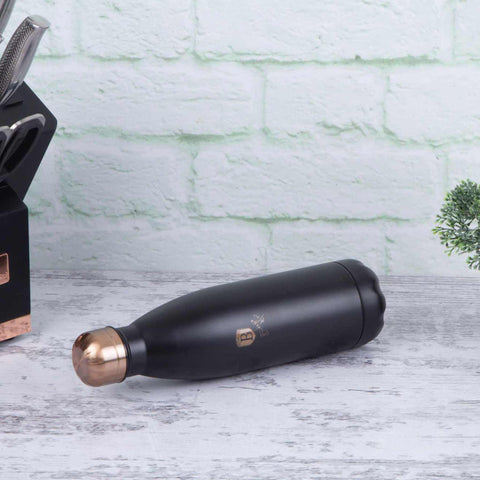  BH/6400A, termo de vacío de 0,5 l, color negro y oro rosa, termo de vacío, termo para alimentos