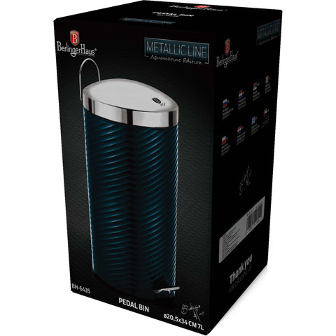 BH/6435, Cubo de basura con pedal, 7 l, aguamarina, azul, cubo de basura con pedal, cubo de basura con pedal, cubo de basura