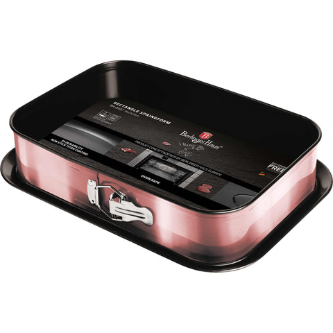  BH/6467A,BH/6467,Molde desmontable rectangular 39x27cm,Rosa,utensilios para hornear,molde desmontable rectangular,molde desmontable cuadrado,pasteles,acoplamiento,horneado,Molde desmontable