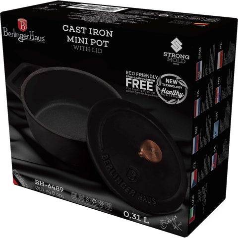 BH/6489,BH/6489SW,BH/6489T,Mini olla de hierro fundido de 10 cm,Negro,Oro rosa,mini olla,hierro fundido,cazuela,cazuela con tapa,utensilios de cocina,cocinar,Ollas y cazuelas,Olla