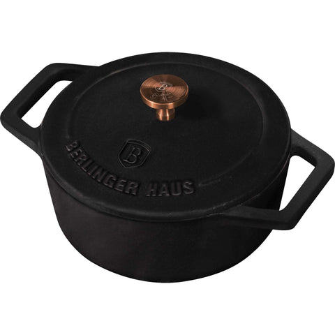 cacerola, olla pequeña, cacerola con tapa, utensilios de cocina, cocinar, hierro fundido, hierro fundido, olla pequeña, negro/oro rosa,,BH/6489SW ,BH/6489T,,BH/6489