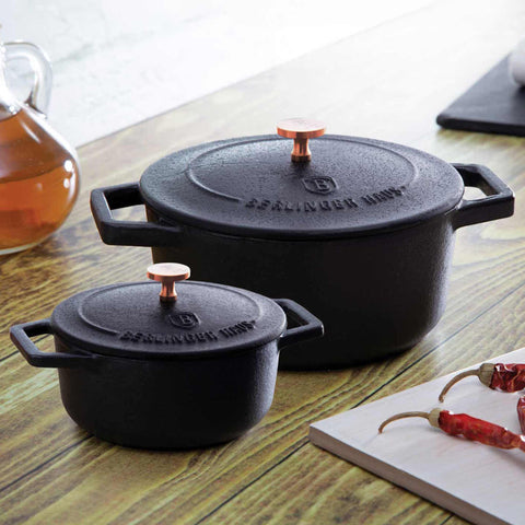  BH/6490, Mini olla de hierro fundido de 12 cm, Negro, Oro rosa, mini olla, hierro fundido, cacerola, cacerola con tapa, utensilios de cocina, cocina, Ollas y cazuelas, Olla