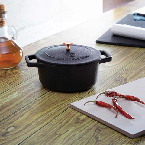  BH/6490, Mini olla de hierro fundido de 12 cm, Negro, Oro rosa, mini olla, hierro fundido, cacerola, cacerola con tapa, utensilios de cocina, cocina, Ollas y cazuelas, Olla