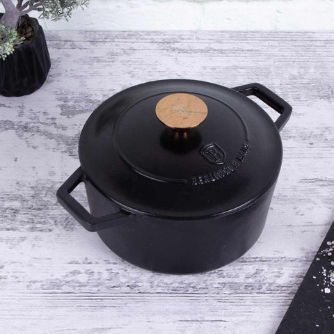  BH/6491, Cacerola de hierro fundido de 20 cm, Negra, Oro rosa, Cacerola de 20 cm, Hierro fundido, Cacerola, Olla, Cacerola con tapa, Utensilios de cocina, Cocina, Ollas y cacerolas