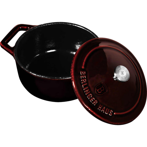 cacerola, olla pequeña, cacerola con tapa, utensilios de cocina, cocinar, hierro fundido, hierro fundido, olla pequeña, burdeos/rojo,,BH/6495