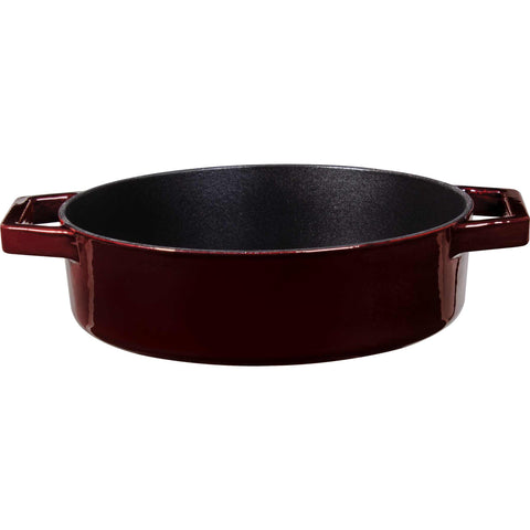 BH/6498, Olla baja de 26 cm de hierro fundido, color burdeos, rojo, olla baja de 26 cm, hierro fundido, olla baja, olla baja con tapa, olla, utensilios de cocina, cocina, ollas y cazuelas