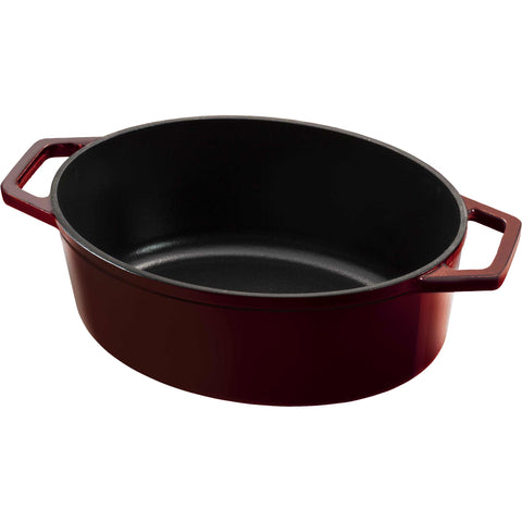 asador, asador ovalado, asador con tapa, utensilios para hornear, hornear, hierro fundido, hierro fundido, asador ovalado de 30 cm, burdeos/rojo,BH/6499