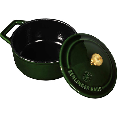 cacerola, olla pequeña, cacerola con tapa, utensilios de cocina, cocinar, hierro fundido, hierro fundido, olla pequeña, esmeralda/verde,,BH/6501