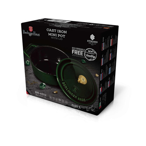  BH/6502, Mini olla de 12 cm de hierro fundido, Esmeralda, Verde, mini olla, hierro fundido, cacerola, cacerola con tapa, utensilios de cocina, cocina, Ollas y cazuelas, Olla