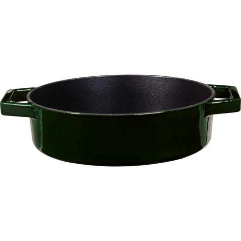 olla baja, olla baja con tapa, olla, utensilios de cocina, cocinar, hierro fundido, hierro fundido, olla baja de 26 cm, esmeralda/verde,BH/6504