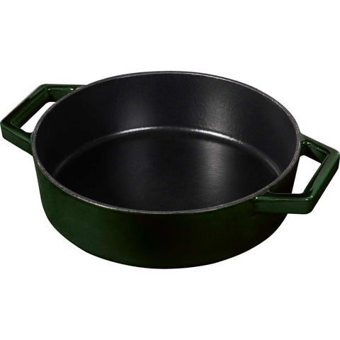 olla baja, olla baja con tapa, olla, utensilios de cocina, cocinar, hierro fundido, hierro fundido, olla baja de 26 cm, esmeralda/verde,BH/6504