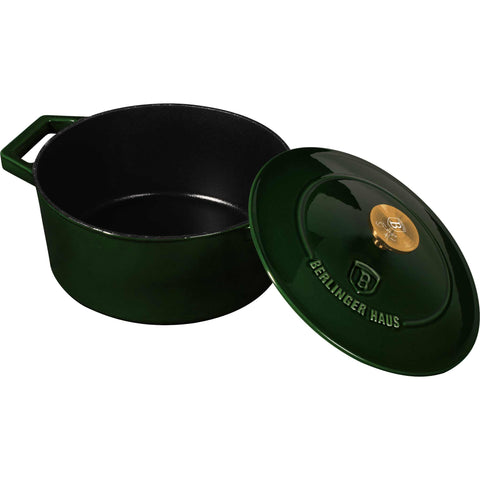 cacerola, olla, cacerola con tapa, batería de cocina, cocinar, hierro fundido, hierro fundido, cacerola de 20 cm, esmeralda/verde,,BH/6517