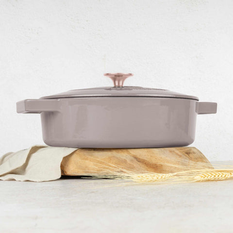  BH/6527, Olla baja de 26 cm de hierro fundido, color topo, olla baja de 26 cm, hierro fundido, olla baja, olla baja con tapa, olla, utensilios de cocina, cocina, ollas y cazuelas