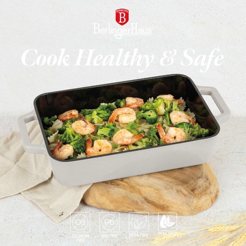  BH/6529, Asador de hierro fundido de 30 cm, Crema, Utensilios para hornear, Asador rectangular d., Hierro fundido, Asador rectangular, Asador, Hornear, Bandeja para asar