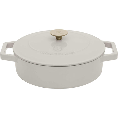  BH/6530, Olla baja de hierro fundido de 26 cm, color crema, olla baja de 26 cm, hierro fundido, olla baja, olla baja con tapa, olla, utensilios de cocina, cocina, ollas y cazuelas
