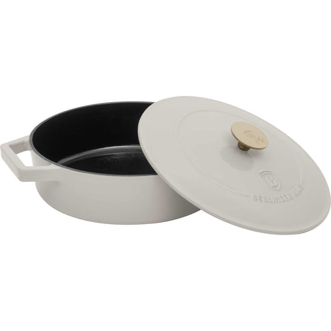  BH/6530, Olla baja de hierro fundido de 26 cm, color crema, olla baja de 26 cm, hierro fundido, olla baja, olla baja con tapa, olla, utensilios de cocina, cocina, ollas y cazuelas