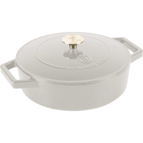  BH/6530, Olla baja de hierro fundido de 26 cm, color crema, olla baja de 26 cm, hierro fundido, olla baja, olla baja con tapa, olla, utensilios de cocina, cocina, ollas y cazuelas