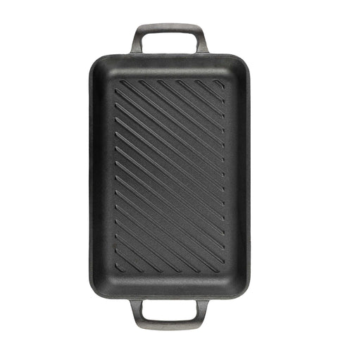  BH/6532, Parrilla rectangular de hierro fundido de 33 cm, color negro, para exteriores, para picnic, sartenes y parrillas