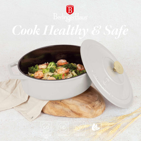  BH/6540, Asador ovalado de hierro fundido de 30 cm, Crema, Asador ovalado de 30 cm, Hierro fundido, Asador, Asador ovalado, Asador con tapa, Utensilios para hornear, Horneado, Bandeja para asar