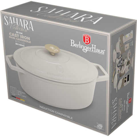  BH/6540, Asador ovalado de hierro fundido de 30 cm, Crema, Asador ovalado de 30 cm, Hierro fundido, Asador, Asador ovalado, Asador con tapa, Utensilios para hornear, Horneado, Bandeja para asar