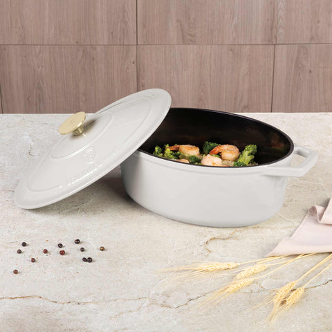  BH/6540, Asador ovalado de hierro fundido de 30 cm, Crema, Asador ovalado de 30 cm, Hierro fundido, Asador, Asador ovalado, Asador con tapa, Utensilios para hornear, Horneado, Bandeja para asar